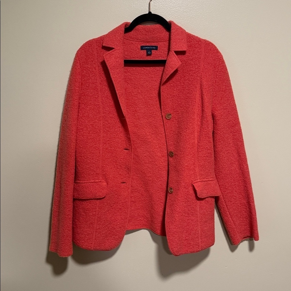 Lands' End Coral Jacket with Buttons 100% Wool size Small